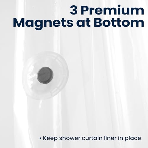 Image of downluxe Shower Curtain Liner, PEVA Plastic Shower Liner with 3 Magnets, 72 inch x 72 inch Waterproof Bathroom Curtain, White, 2 Pack