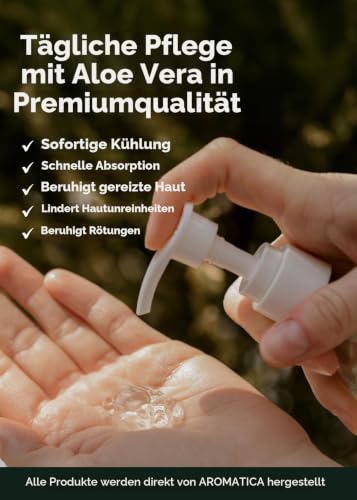 AROMATICA Aloe Vera Gel bio vegan 300ml, Feuchtigkeitscreme Gesicht & Körper after sun, Natürliche, aloe vera gesichtscreme… – Ansicht 4