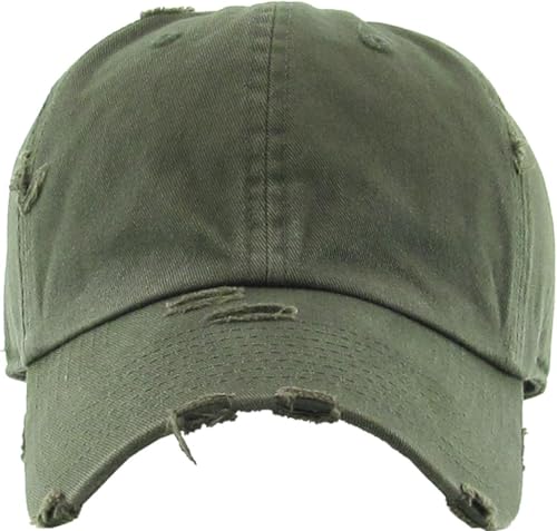 Image of KBETHOS Vintage Washed Distressed Cotton Dad Hat Baseball Cap Adjustable Polo Trucker Unisex Style Headwear