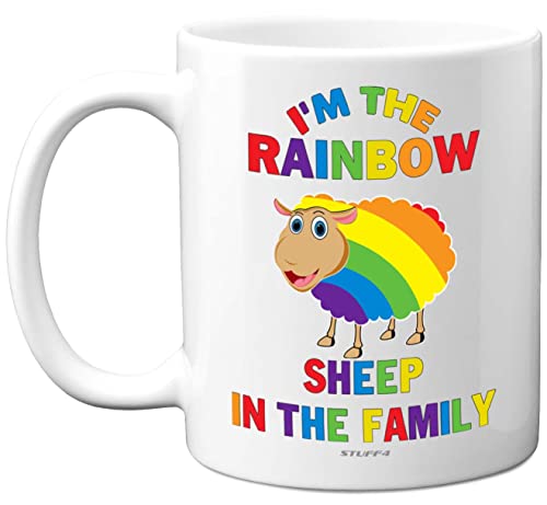Stuff4 LGBT Gifts Tasse – Regenbogen-Schaf – freche Gay-Pride-Geburtstagsgeschenke für Sie oder Ihn, lustige Gay-Pride-LGBT-Geschenke, 325 ml, Keramik, hochwertig, spülmaschinenfest