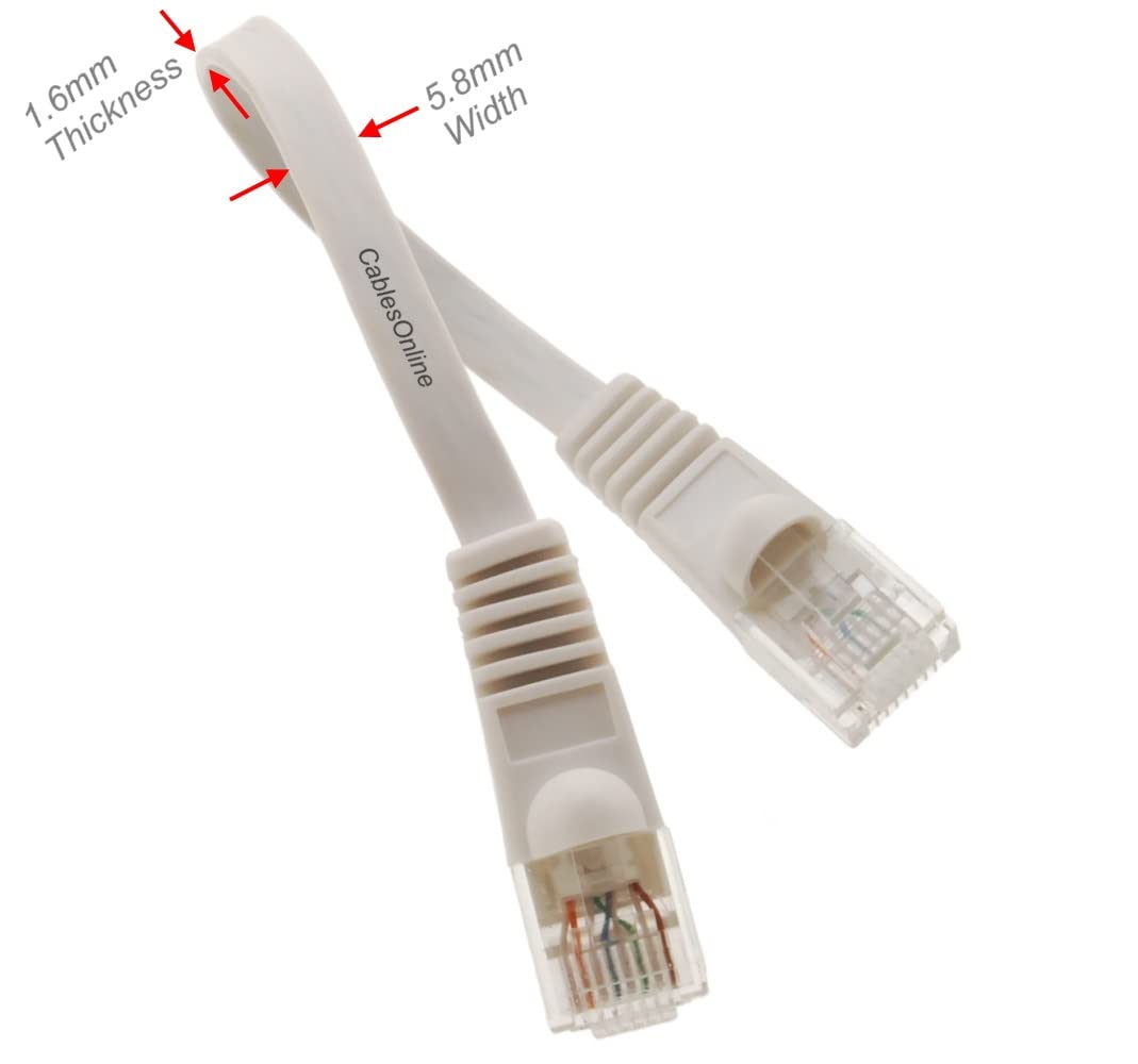 CablesOnline, 10-Pack White 6-inch CAT6 Network UTP Ethernet RJ45 Flat-Design Patch Cable, U6-000FW-10