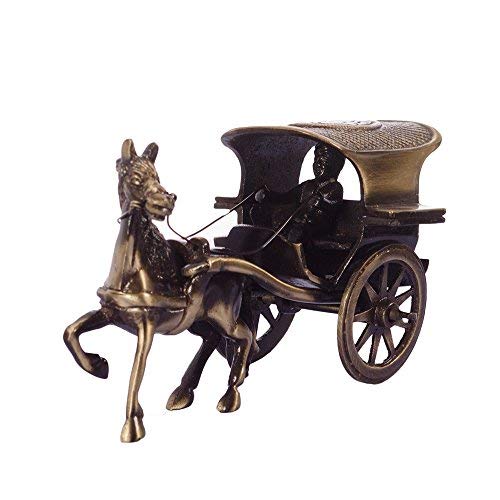 Carruaje de caballos de latón Aport con acabado antiguo europeo de 15 cm, color marrón
