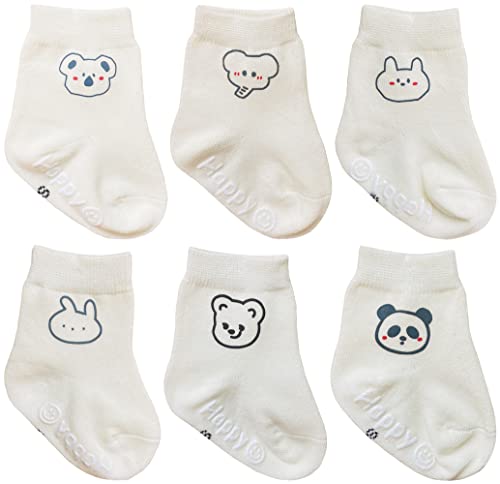 Image of Baby Boy Combed Cotton Socks QandSweet Toddler Ankle Sock Non-Skid for Newborn Infant Childrens (3-5T, Set C-6Pairs)