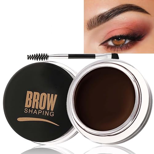 Bold & Beautiful 24H Waterproof Eyebrow Pomade - Black Coffee Smudgeproof Brow Gel with Dual-Ended Brush Quick-Dry Non-Greasy Formula for Natural 3D Brows