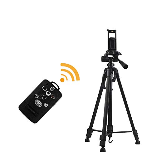 Schwarz Aluminiumlegierung Ipad Holder Tripod mit Fernbedienung,Höhenverstellbar 55-140cm/21.6-55.1in Tablet Halterung 10 Zoll für Ipad 2/3/4, Air