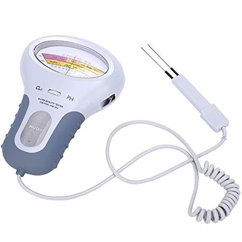 Portable Water Quality Tester pH Tester, Chlorine Level Meter, Large Screen Display, Water Quality Analyzer Measurement Meter with Probe for Swimming Pool/Spa Water Cover