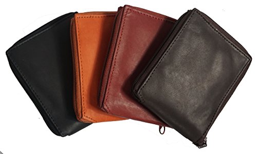 Genuine Cowhide Leather Wallets For Mens Zipper Zip-Around Bifold ZW51014