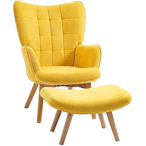 Fauteuil HOMCOM avec pouf jaune Cover