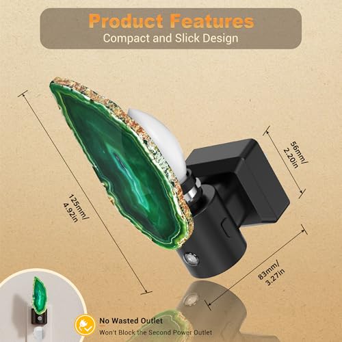 Image of JandCase Night Lights Plug into Wall, 2 Pack Agate Night Light | Dimmable Night Light Aesthetic Crystal, Dusk to Dawn Sensor,Healing Stone Agate Decorative Nightlight Home Living Room