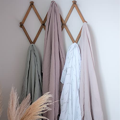 Image of Ely's & Co. Muslin Swaddle Blanket 2-Pack - 100% Cotton Muslin Extra-Large Swaddle Blankets (47 inch x 47 inch) Solid + Printed (Forest Grey Delicate Leaves + Solid Pebble Grey)