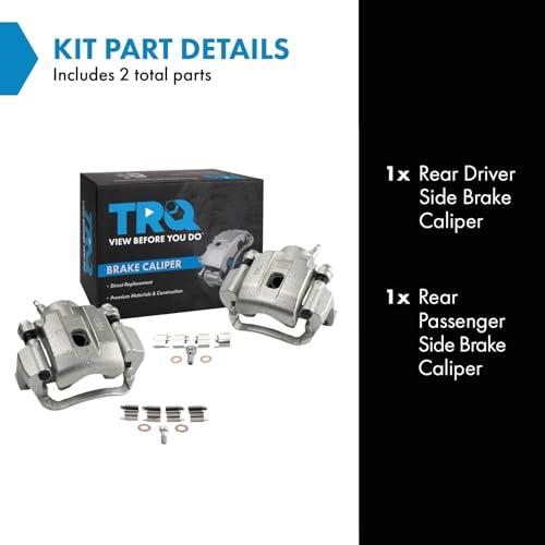 Image of TRQ Rear Brake Caliper Set Zinc Coated Brackets Hardware Compatible with 2008-2015 Toyota Sequoia 2007-2015 Tundra
