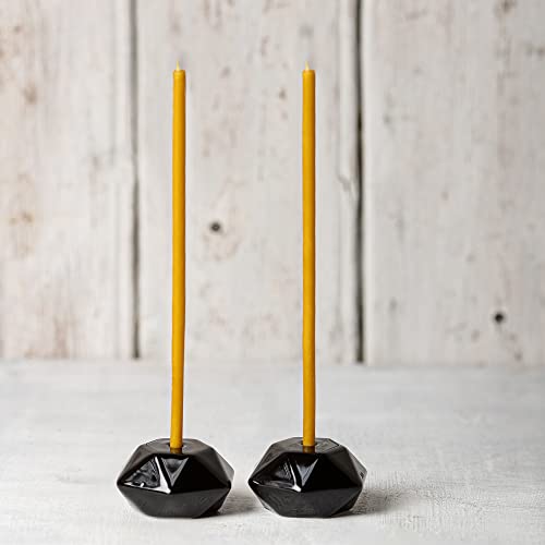 Set of 2 Danilovo Taper Candle Holders for Thin Candles &acirc;&euro;&ldquo; Handcrafted Ceramic Candle Holder &acirc;&euro;&ldquo; Sturdy Taper Candle Holders for Candlesticks &acirc;&euro;&ldquo; Candle Stick Candle Holder for Slim Candles (Black)