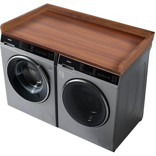FAHKNS Washer Dryer Countertop - Wood Laundry Washer Dryer Topper with Anti-Slip Mat, 54" Width Waterproof Laundry Room Organization, Light & Save Space, Walnut by FAHKNS - Used condition - US$69.84