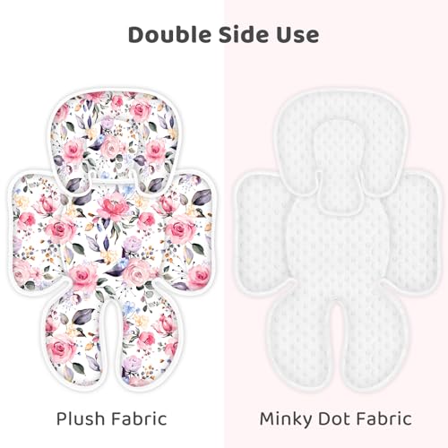 Image of Infant Car Seat Insert, 2-in-1 Reversible Baby Carseat Head Support for Newborn, Soft Carseat Insert Cushion for Baby Girls, Adjustable Baby Headrest for Strollers