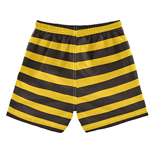 Yellow Black Stripe Bee Boys Swim Trunks Gold Honey Animals Toddler Beach Board Shorts Baby Summer Bathing Suit 4T2