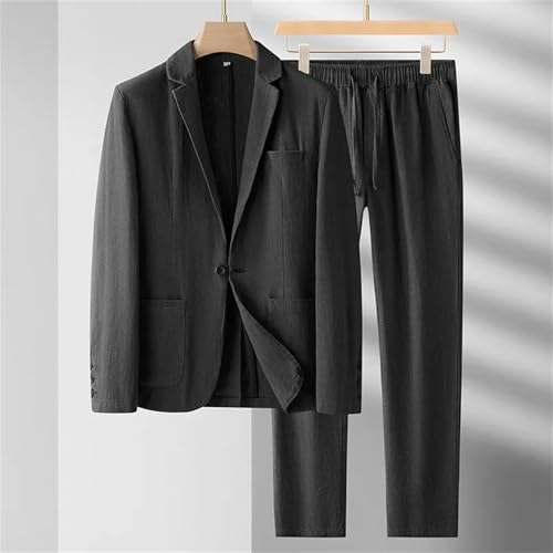 Men's Linen Suit Set Light Thin Casual Cotton Linen Suit Two Piece Set Fabric4