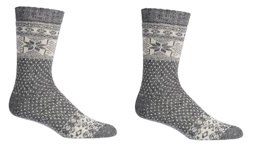 Image of Leo Design 2 Pairs Norwegian Alpaca & Merino Wool Sock Women, Winter Thermal Knitted, Nordic warm Crew, Comfortable Hygge