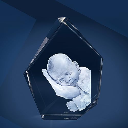 LOOXIS Personalisiertes 3D Laser-Foto vom eigenen Bild in Viamant-Glas gelasert – 130 x 170 x 59 mm, Hologramm – Geschenkidee Männer, Frauen,...