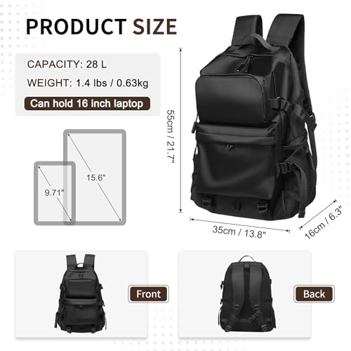 Laptop Backpack for Men Women, 28L Casual Daypack Backpack, Travel Business Work Bag, TSA Approved Water-Resistant, Black3