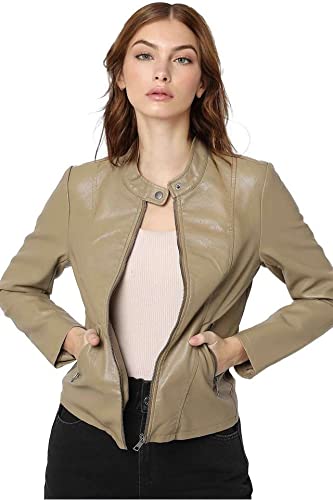 Image of ONLY Women Brown Leather Jacket