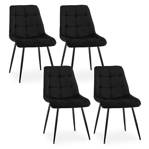 CLIPOPVelvet Dining Chairs Set of 4 Kitchen Chairs with Soft Backrest and Metal legs, Reception Chairs for Living Room Kitchen Dining Table