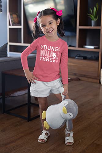 Image of Young Wild and Three Girl 3rd Birthday Outfit Toddler Shirts 3 Year Old Girls Third Party Tshirt