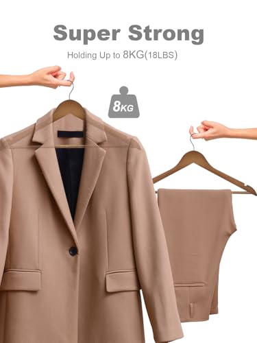 HOUSE DAY Holz Kleiderbügel Set 20 Stück, Walnuss, Stabile Kleiderbügel Holz mit 360° Metallhaken & Schulterrillen, Holzkleiderbügel für Damen & Herren für Jacken, Hemden, Kleider