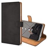 Snakehive Vintage Wallet for Samsung Galaxy S9 || Real Leather Wallet Phone Case || Genuine Leather with Viewing Stand & 3 Card Holder || Flip Folio Cover with Card Slot (Black)