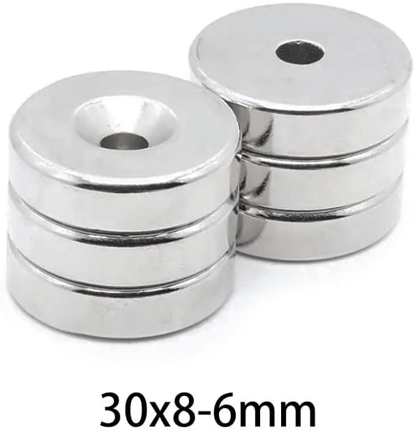 1~10PCS 30x8-6mm Countersunk Round Neodymium Rare Earth Permanent Rare Earth Hole 6mm magnet(2PCS)