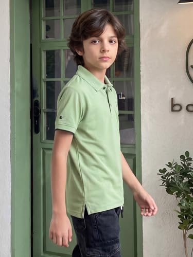 Image of Li'l Tomatoes Boys Sports Polo T-Shirt Polyester Casual Summer Tee | inchGolf Player inch Printed Collar Neck T-Shirt | Lightweight & Breathable Half Sleeve Sports Wear | Stylish Polo Tee | 9-16 Years
