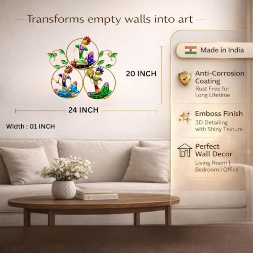 Image of Bharat Art Metal Iron 3 Anti Musicians B Frame Decorative Wall Art Decor for Home Bedroom Living room Office Cafe Decorative | Elegant Artistic Showpiece Sculpture | Gift Item | 24x1x20 Inch | W186 (B)