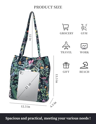 Image of TOPASION Cute Corduroy Tote Bag Canvas Shoulder Handbags for Women Travel Shopping