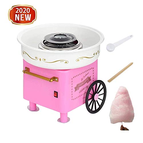 Nostalgia Mini Cotton Candy Maker for Kids, 30x30x30CM Sugar Free Electric Countertop Hard Candy Machine Kit,for Birthdays, Weddings, New Years, Family Party, Pink Trolley Creative Gift