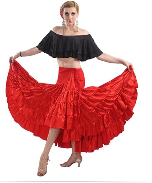 SHOLIND] フラメンコ ダンス 広がる巻きスカート ラテン パソドブレ