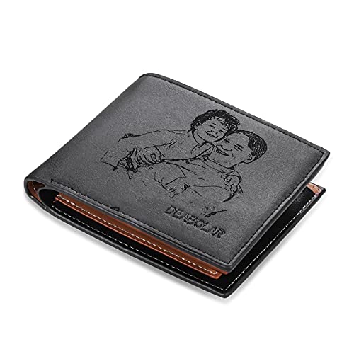 Personalized Wallet for Men with Picture Custom PU Leather Wallets Minimalist Money Clip Wallet for Men Husband Dad（ style 1）