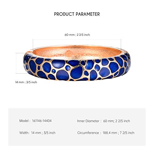 Ujoy Indian Enamel Jewelry Gold Plated Bracelet Handmade Circular Colored Spring Wide Cuff Bangle 55C41 Navy Blue #TOP2