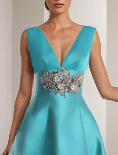 A-Line Elegant Floral Formal Party Dress V Neck Floor Length Sleeveless Prom Dress Sexy Fashion Appliques 20243