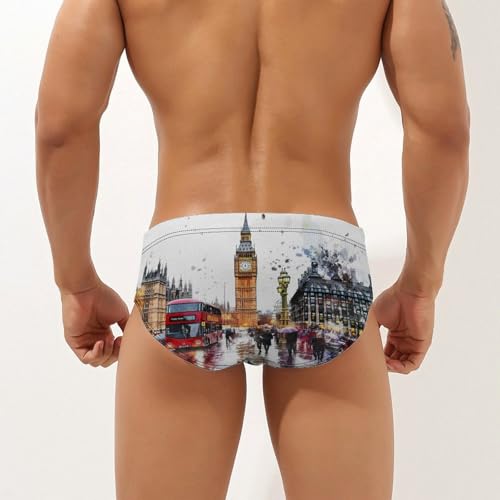London Street Watercolor Mens Swim Briefs Quick Dry Triangle Trunks Swimsuit Swimming Bikini Swimwear2