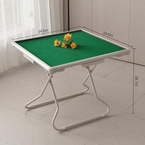 Tavolo da gioco pieghevole con portabicchieri e cassetto, tavolo portatile per mahjong, domino, poker e giochi di carte
