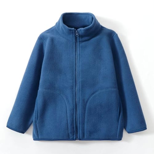 Kids Boys Girls Polar Fleece Jacket Stand Collar Zipper Warm Outerwear Fuzzy Fall Winter Youth Coat 1-14 Years3