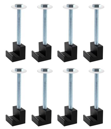 WOFTD Mounting Clamps for Pickup Truck Tool Box Mount Tie Downs J Hook Crossover Tool Box Pickup Mounting Kit Aluminum Alloy J Hooks Pickup 8-Pack