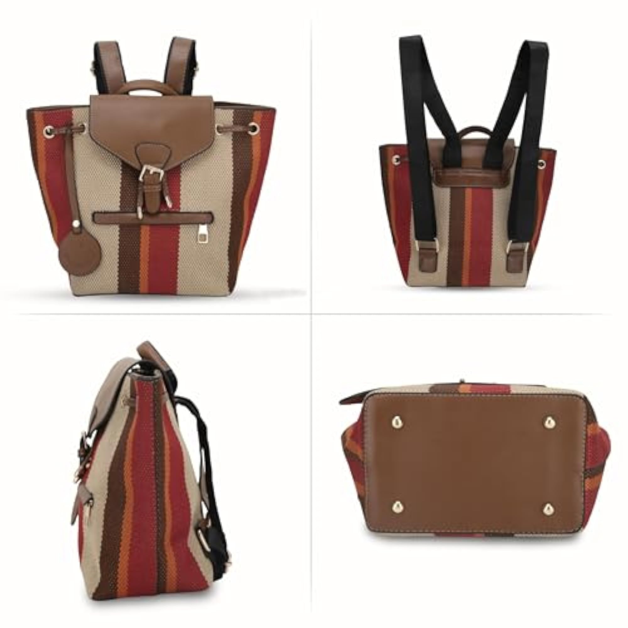 PU Leather Shoulder Backpack For Women's