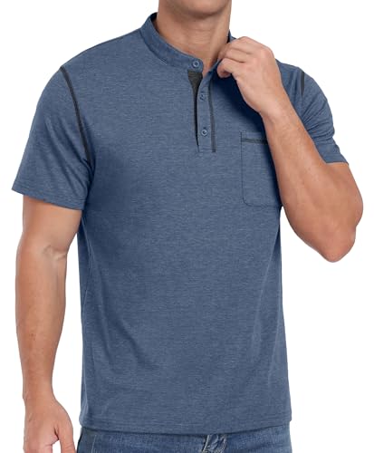 Image of Sailwind Mens Henley Shirts Short Sleeve Summer Casual Classic Cotton T Shirts Pocket Button Shirt