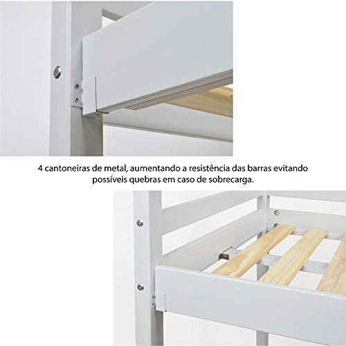 Cama Infantil Prime Alta II com Escorregador Laca Cinza - Ca