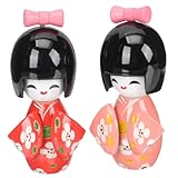 Hemobllo Poupée Japonaise Kimono Bois Lot de 2 Figurine Traditionnelle...