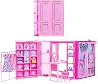 Barbie Dream Closet Toy Playset with Clothes & Accessories, 3-ft-Wide with 25+ Pieces, 4 Complete Fashion Looks