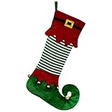 DONGKER Weihnachtsstrümpfe Große, 1 Stuck Elfen-Nikolausstiefel zum Befüllen, 56cm Längen, Groß Nikolausstrumpf mit Glöckchen für Kamin, Kaminsims, Weihnachten Dekoration