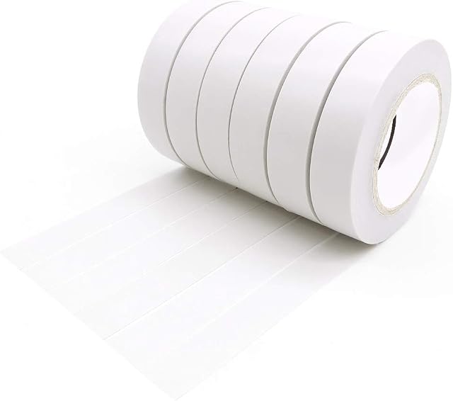 YTBUBOR 6 Pack White Insulating Tape 0.6 Inch 15m PVC Electrical Adhesive Gaffer Tape 50 Feet