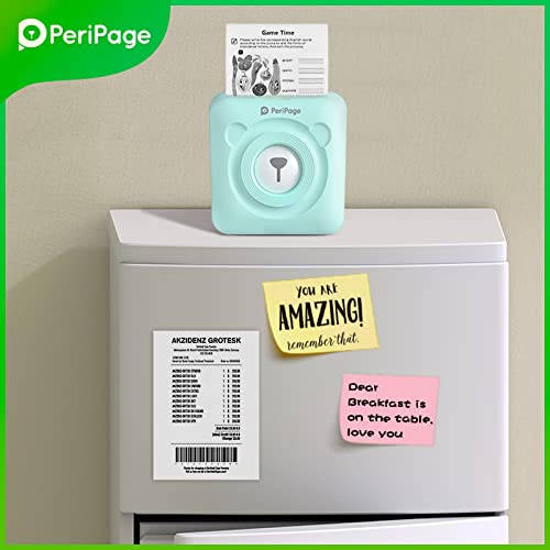 Image of PeriPeri PeriPage A6 (HD 304dpi) Mini Thermal Printer (1Year Warranty) Inkless Bluetooth Pocket Printer for Print Picture List Memo Barcode Receipt Labels (Green)