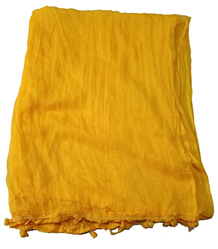 Image of YOUTHQUAKE Women's Solid Casual Dailywear Faux Chiffon Multi Color Dupatta With Pum Pum Lace (Set of 7)
